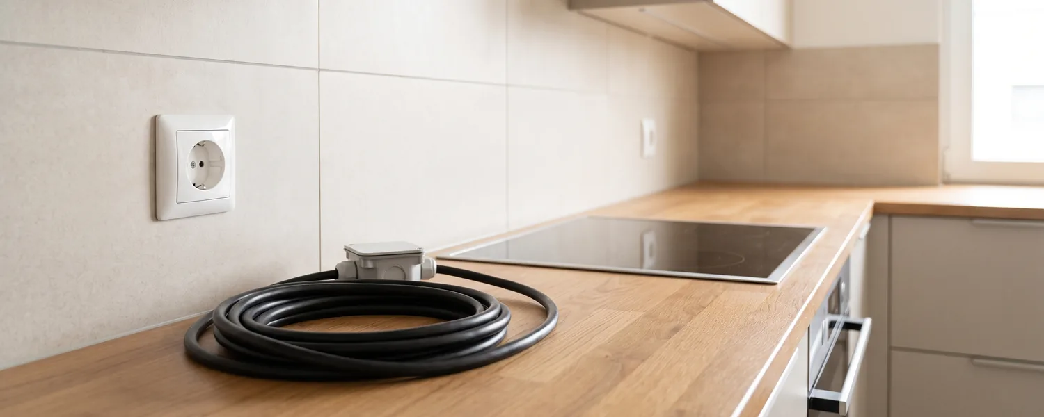kookgroep keuken aanrecht inductiekookplaat snoer