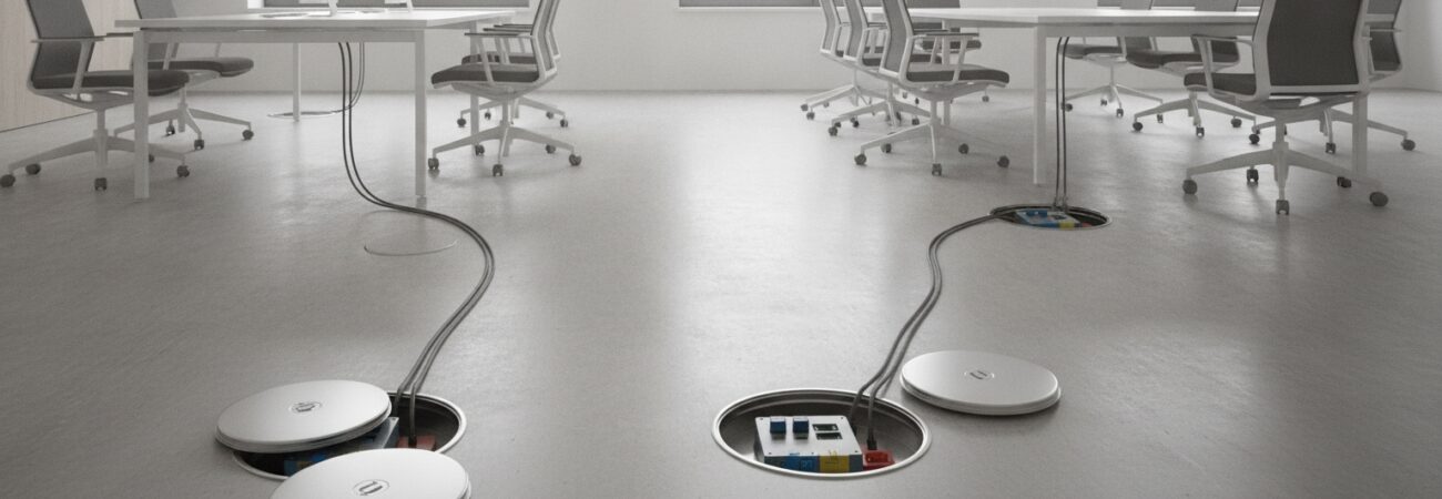 Vloerpotten elektra kantoor uitgelegd